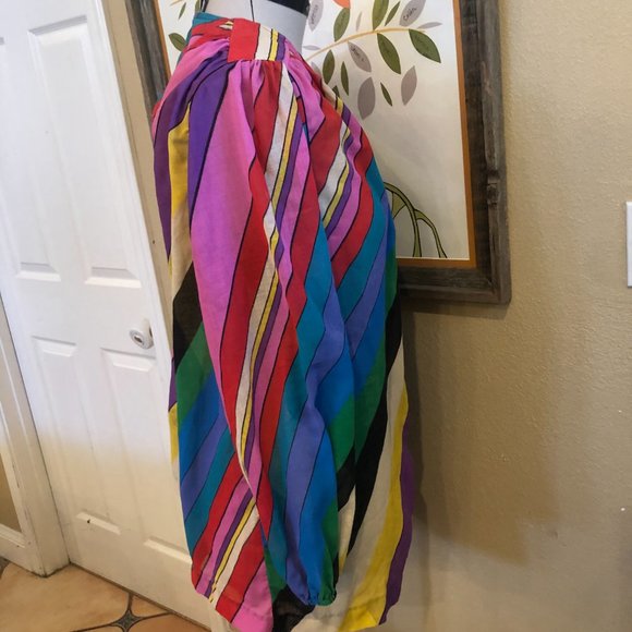 Vintage L.Magnin striped cotton openfront beach cover - Picture 8 of 10